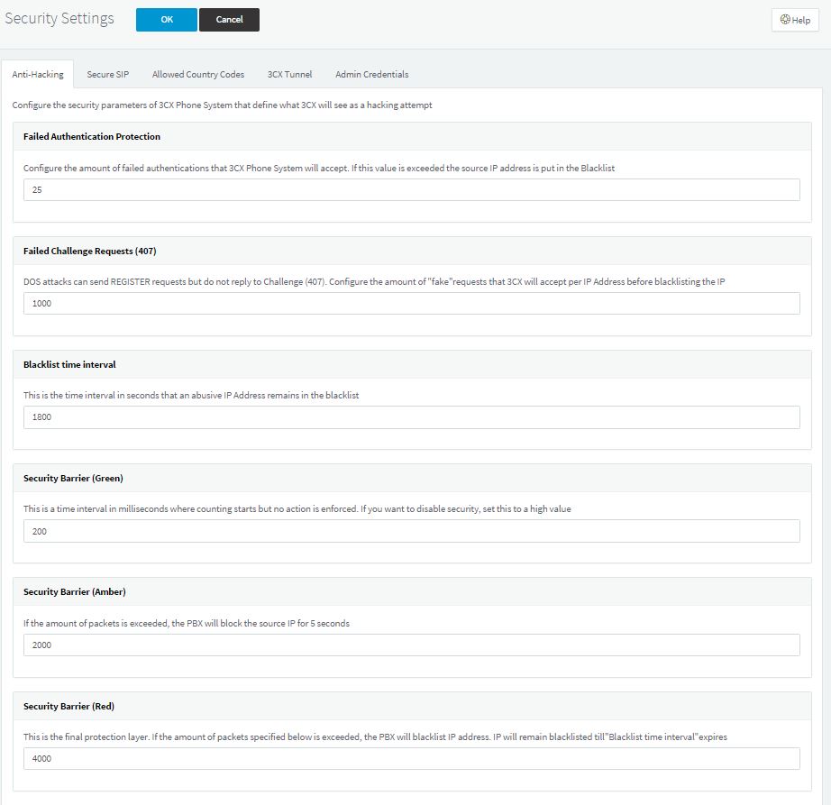 Security Settings Antihacking