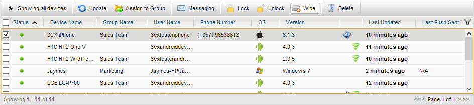 Remotely wipe a mobile device with 3CX Mobile Device Manager