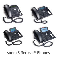 Image shows the snom 3 series IP phones