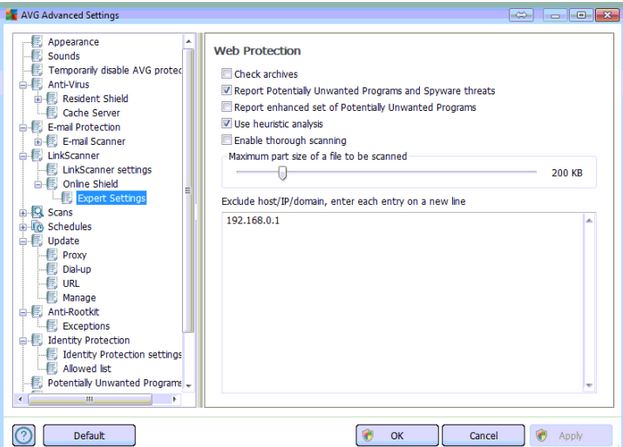 AVG Advanced Settings