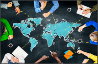 Group of People Blackboard Global Communications Concept