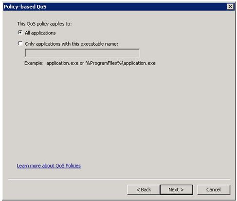 QoS - Policy for applications