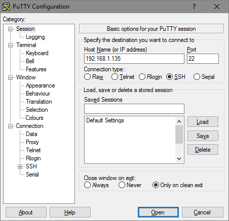 Connecting to the SSH Server using Putty_1