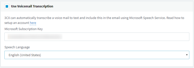 Voicemail to text transcription in 3CX V15.5 Update 4