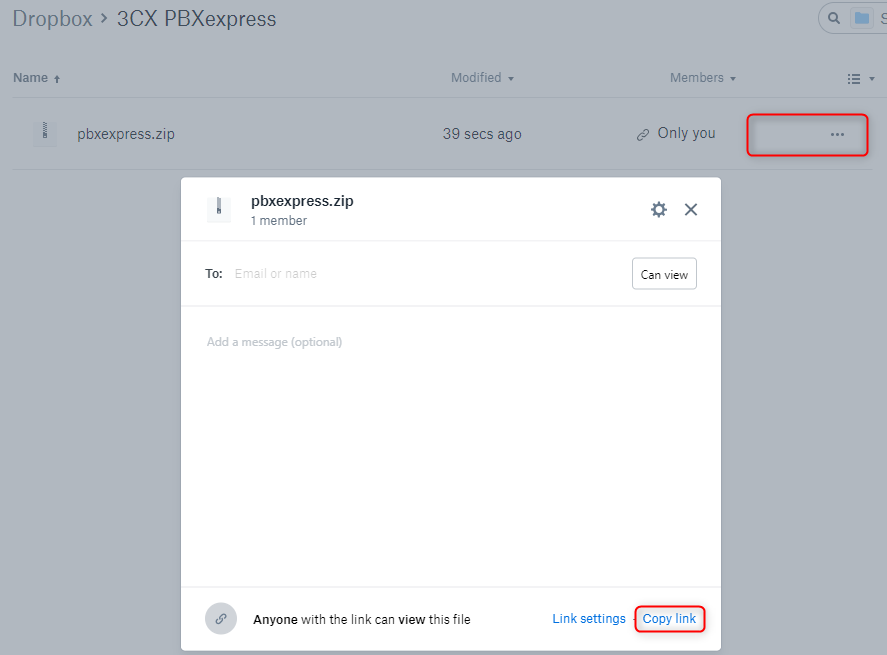 Upload your PBX backup to dropbox