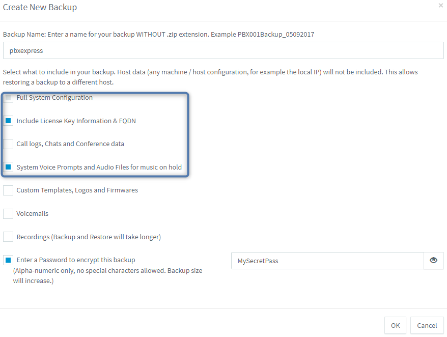 Taking your cloud PBX backup