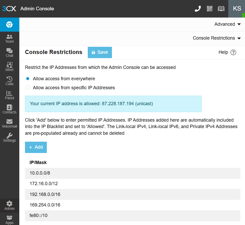3CX Admin Console