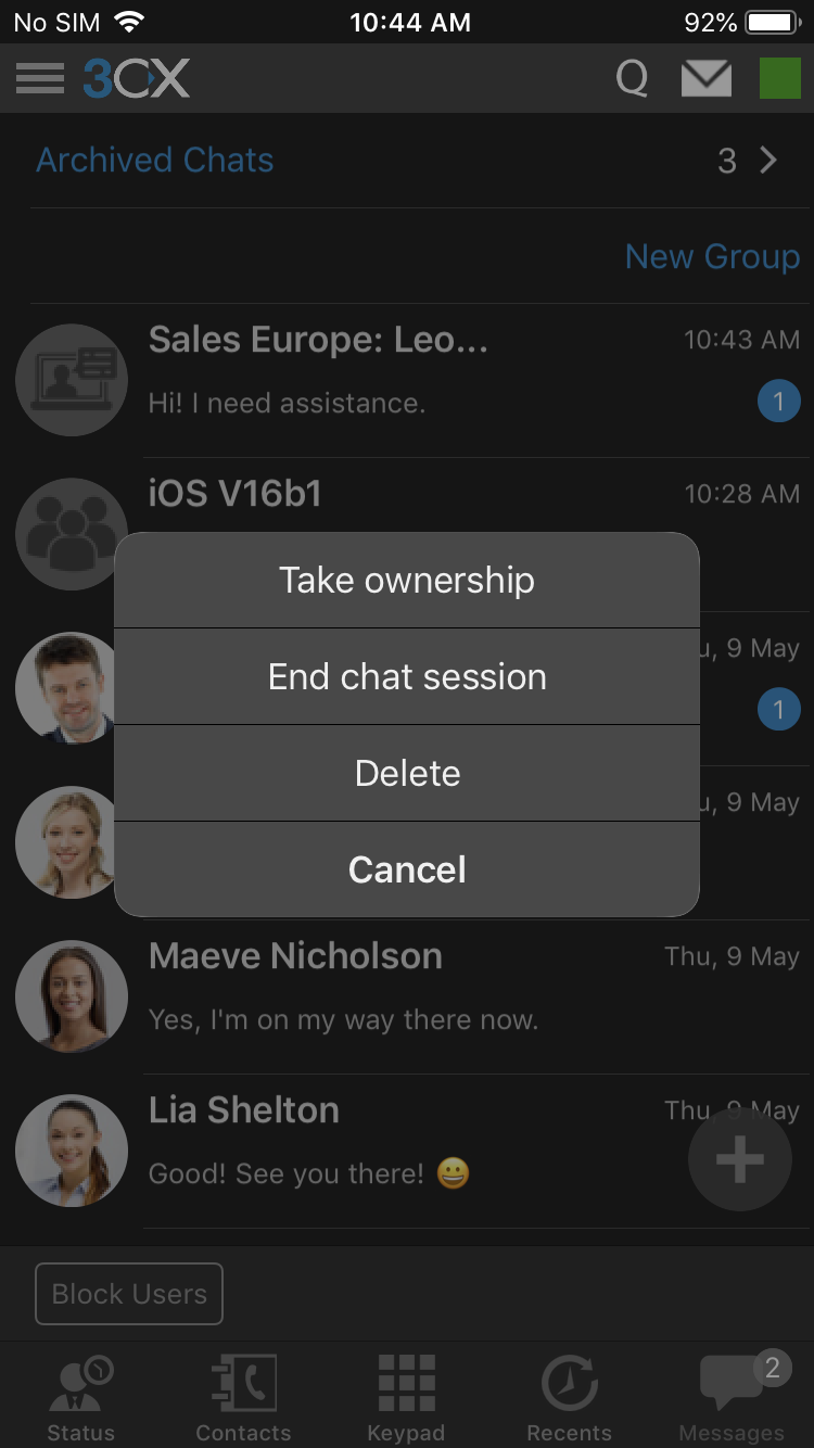 More chat features and options in the new 3CX iOS app Update BETA