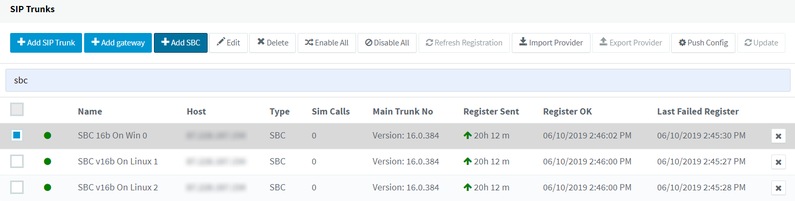 SBC connections in 3CX Update 2 Beta