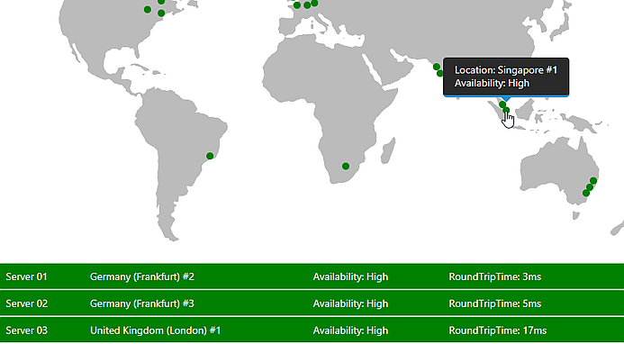 The 3CX WebMeeting status page allows you to see the web meeting servers that are available and what their status is