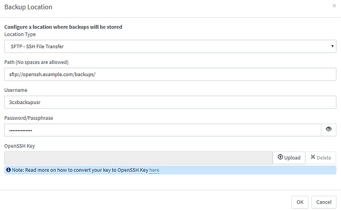 Backup 3CX on your own OpenSSH server