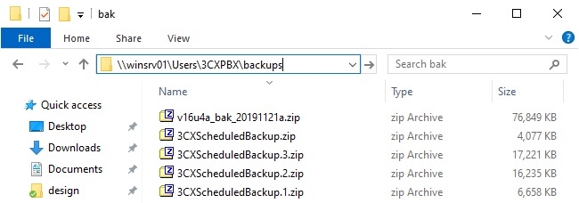 Backup on Windows shares with 3CX Update 4