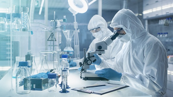Research staff in secure lab monitored by 3CX