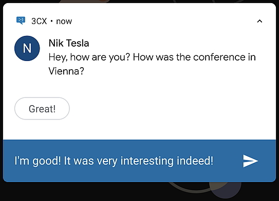 Direct reply in chat notification