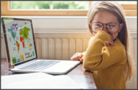 Girl transitioning to remote learning