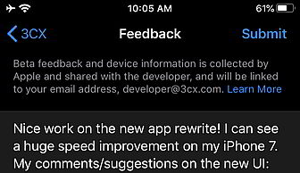 Send us your feedback directly from the new iOS Beta interface