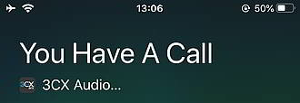Incoming call with the new 3CX iOS App.