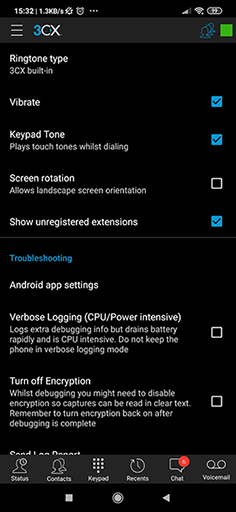 check show unregistered extensions