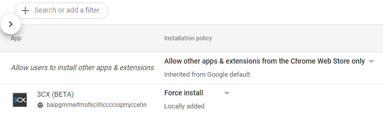 Installation Policy for Chrome Extension