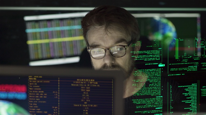 Man working on PC