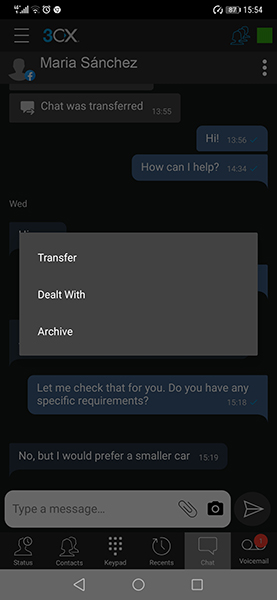 android chat options