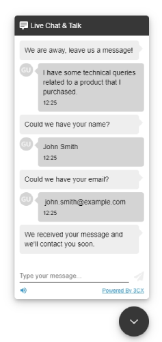 live chat conversation