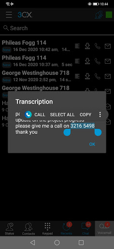 voicemail recording transcriptions