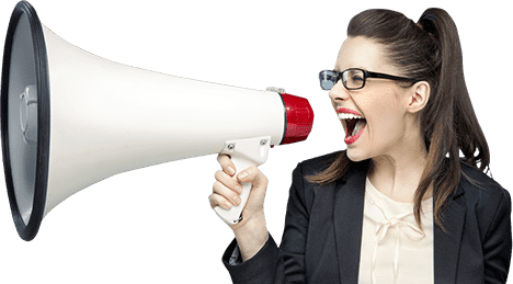 Woman in megaphone