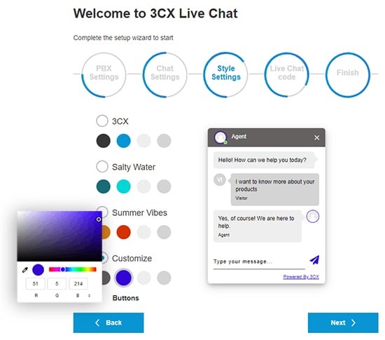 live chat theme selector