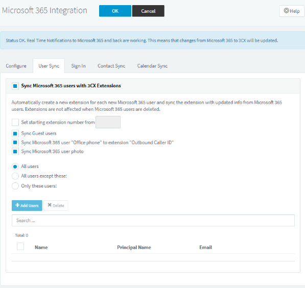 v18 alpha 3 ms 365 user sync interface