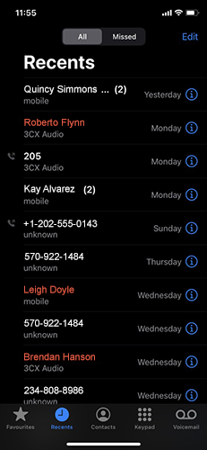 ios recents list