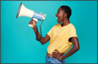 Woman in a megaphone