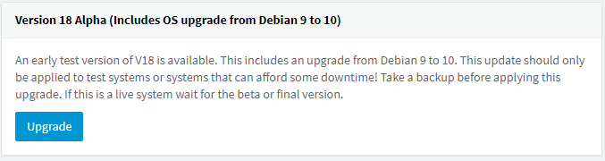V18 alpha 4 Upgrade Screenshot