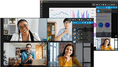 Enjoy all the benefits of the free integrated video conferencing Video Conference Presentation Screenshot