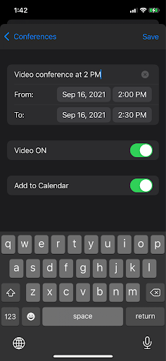 iOS App - Schedule Video Conference