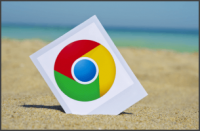 Google Chrome Logo in sand