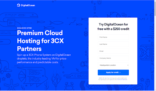 DigitalOcean is offering $250 in credit only to 3CX partners DigitalOcean - $250 credit