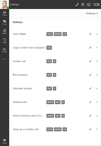 Settings - Hotkeys in Management Console