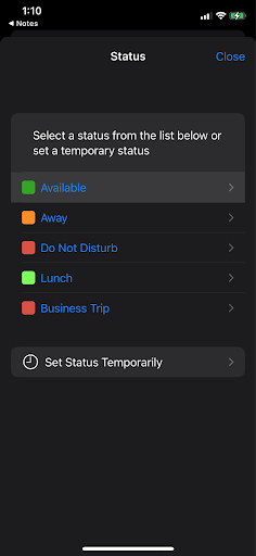 iOS App Beta - Status Screenshot