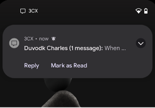 Reply or Mark as Read your 3CX Chats from the Android Notification Center Android - 3CX Chat Notification Center