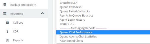 Template reports available via the 3CX Management Console 3CX Call and Chat Reporting