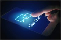 Woman hand pressing Live Chat on smartphone