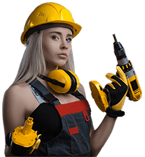 Construction girl with a screwdriver