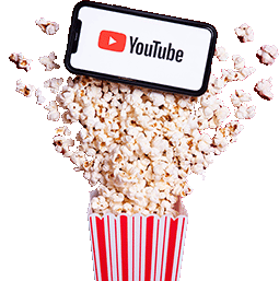Stream your meetings to millions via Youtube! Youtube logo on a smartphone with popcorn