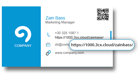 Share your direct 3CX talk link with team and customers 3CX Talk Link in business card