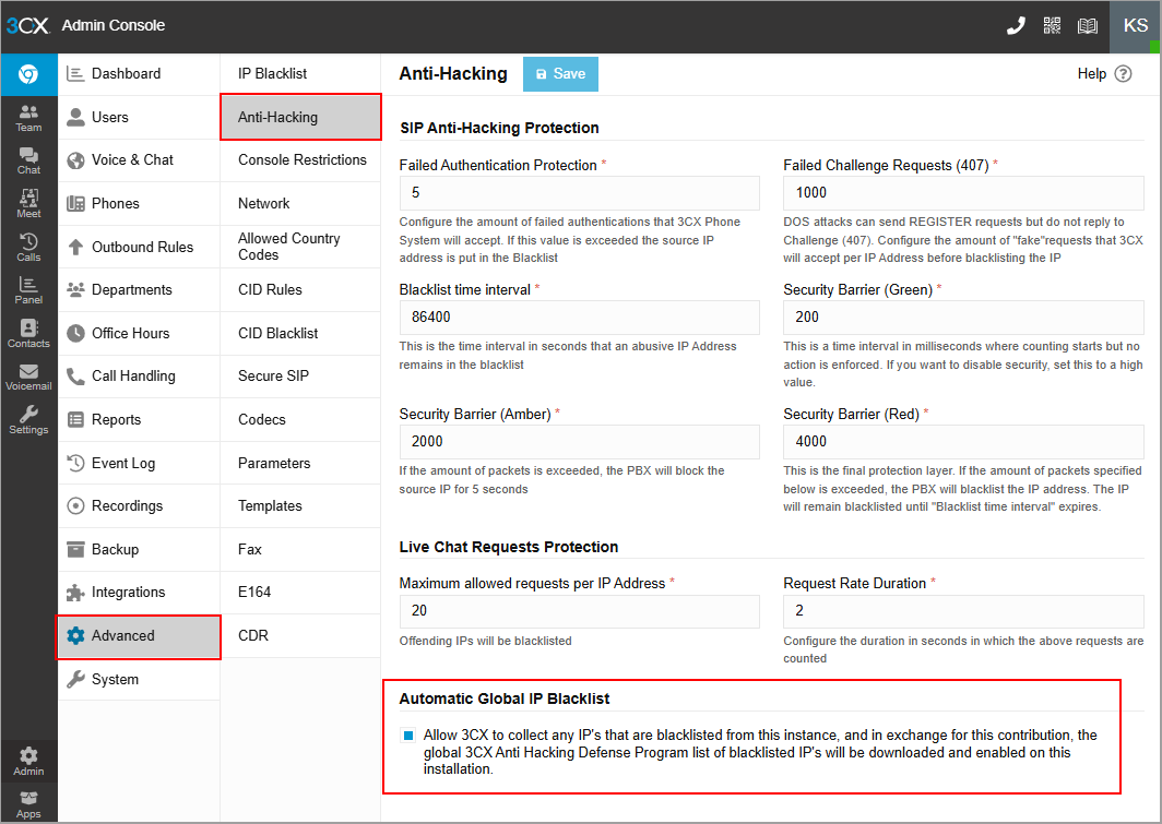 Keep the Global IP Blacklist Enabled