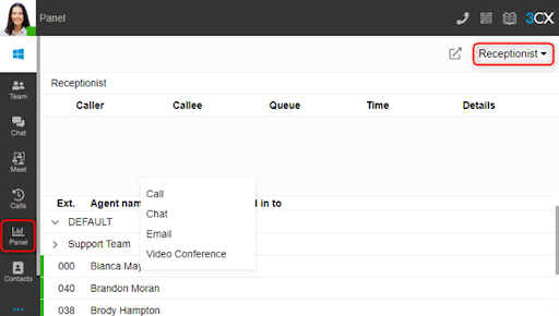 Receptionist View - 3CX StartUP