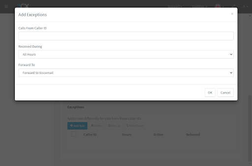 Time-based Caller ID exceptions on Management Console Time-based Caller ID exceptions