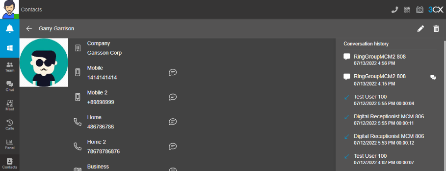 Contact Screen of the latest Web Client Coming Soon: Contact Screen of the latest Web Client