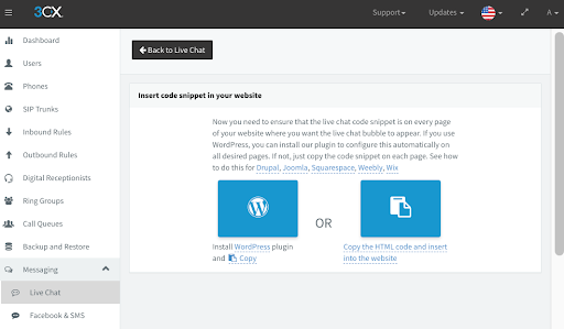 Get 3CX Live Chat for any non-WordPress website 3CX Live Chat - Code Snippet